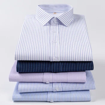 Мужская рубашка, деловая официальная рубашка с длинными рукавами, полоска на лацкане, однотонный верх с внутренним слоем, повседневная профессиональная рубашка