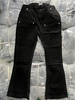 Черные джинсы с заплатками Мужские Женские Высококачественные Модные Универсальные джинсовые брюки Four Seasons Jeans
