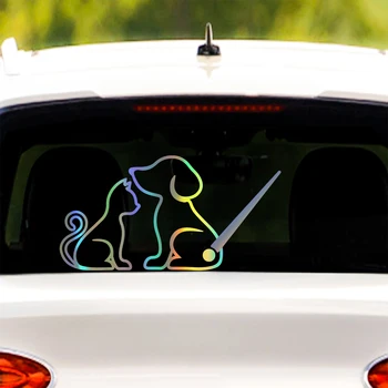 Наклейка на автомобиль с мультяшными кошками и собаками LYKX, виниловые водонепроницаемые наклейки на заднее стекло, Наклейка на стеклоочиститель с забавным машущим собачьим хвостом, Декор