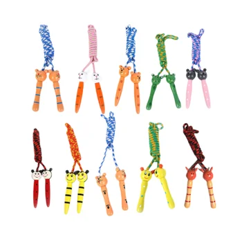 Детская скакалка Регулируемая хлопчатобумажная плетеная скакалка с деревянной ручкой для мальчиков и девочек, забавная игрушка для занятий фитнесом