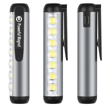 Новый портативный Мини-светодиодный фонарик, Ультраяркий Компактный фонарик с зажимом-магнитом, Рабочий фонарь, Водонепроницаемый USB Перезаряжаемый фонарик