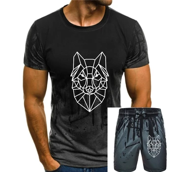 2021 мультфильм геометрический Волк животных футболка подростков мода футболка милые животные голова волка Мужские футболки простая линия искусства дизайн тройники