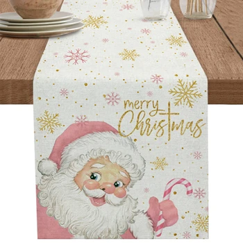 Счастливого Рождества, Розовый старик, Снежинка, конфеты, Свадебное украшение, настольная дорожка, Кухонный журнальный столик, настольная дорожка, домашний декор
