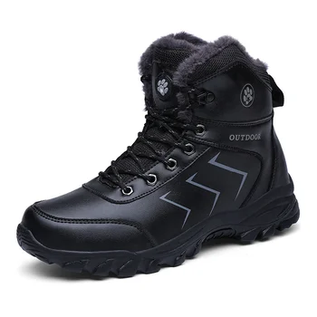 Мужская обувь, зимние противоскользящие зимние ботинки, уличные плюшевые походные ботинки, высококачественные водонепроницаемые ботинки, повседневная обувь для мужчин, Размер 39-48