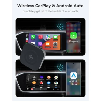 1 комплект Мини-беспроводного адаптера Android 11.0, мультимедийный плеер черного цвета для автомобиля, встроенный Carplay
