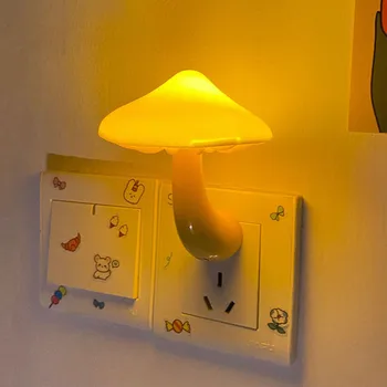 Светодиодные ночники в форме гриба, Автоматический датчик унитаза, настенные светильники для спальни, Датчик контроля освещения, Освещение для декора спальни, ночные светильники