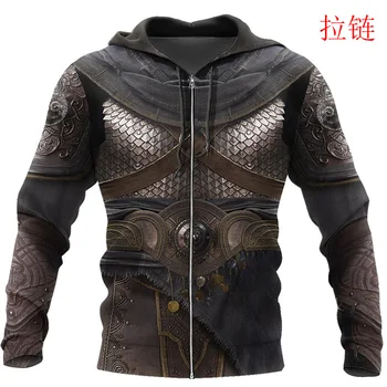 Толстовка с 3D-принтом Knights Armor для мужчин / женщин, модная толстовка с капюшоном в стиле харадзюку, повседневная куртка для косплея, пуловер