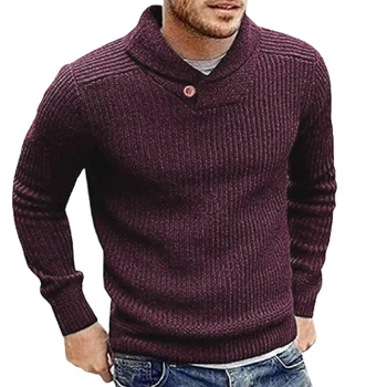 Винтажные вязаные свитера, теплый свитер, утолщенный пуловер, толстый мужской свитер с воротником-лацканом, одежда Sueteres Hombre с длинным рукавом