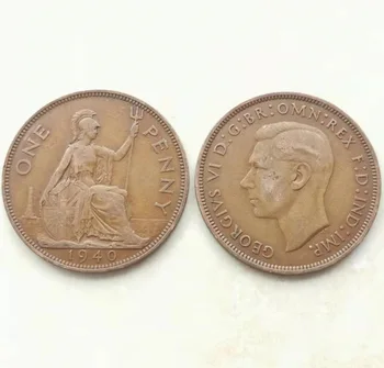 1 штука Король Георг Vi 31 мм Богиня Медная Монета Англия 1940-1949 1 Пенни Монета Оригинал