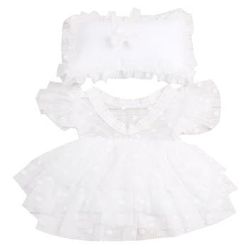 Милое сетчатое платье, белый реквизит для фотосъемки, мягкая подушка, бант, лента для волос для новорожденной девочки