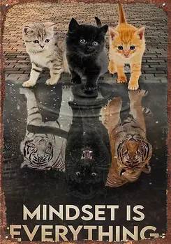 Винтажные Вывески Кошачий Плакат | Мышление - это Все, Кошачий Плакат, Кошачий Тигровый Плакат, Печать Кошачьего Плаката, Милый Кошачий Плакат Подарок Любителю Кошек