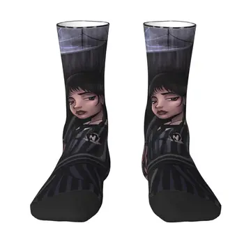 Крутые мужские носки в готическом стиле Wednesday Addams на Хэллоуин, Унисекс, Удобные теплые Носки для экипажа с 3D принтом