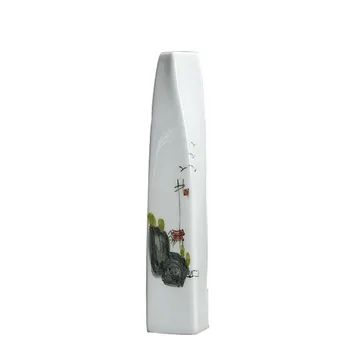 Креативная керамическая ваза ручной работы, украшение для дома, Чайный коврик, расписанный вручную сине-белый пейзажный цветок