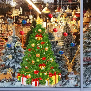 Наклейка на Рождественскую елку, Наклейка на Рождественский шар, Подарочная наклейка на окно, наклейки на стены, рождественские украшения для дома, Новый год 2023