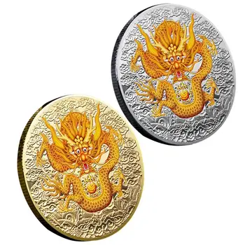 Китайский Зодиакальный Дракон Монета Серебро Золотые Памятные монеты Для богатства и успеха Новогодние подарки Уникальный подарок на День Рождения Домашний декор