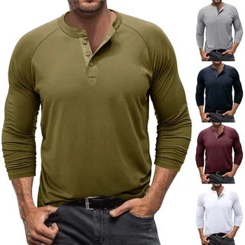 Мужская Повседневная Нижняя футболка с длинным рукавом Реглан, Однотонная Рубашка, Мужской Топ