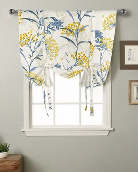 Текстурная занавеска с растительными цветами для гостиной, римские шторы для кухни, кафе, короткие шторы на завязках