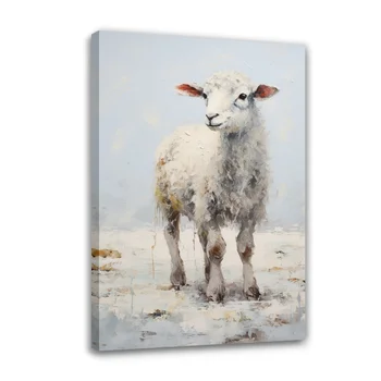 Forbeauty, белая снежно-коричневая овечка, галерея картин на холсте в рамке, Красочная ваза под старину для украшения дома