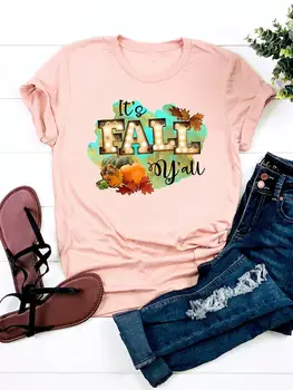 Женская футболка с буквенной тыквой 90-х, футболка на День Благодарения, верхняя одежда, осень на Хэллоуин, женская футболка с графическим принтом, одежда