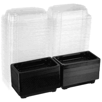 50 ШТ Одноразовых контейнеров для мякоти Пластиковые Лотки для еды С Прозрачной крышкой и Прозрачных десертов