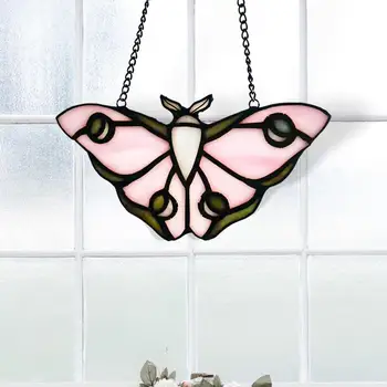 Декоративная панель из витражного стекла с цепочкой-бабочкой, подвесные украшения ручной работы для украшения окон дома