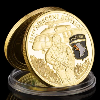Сувенирная Монета 101-й Воздушно-Десантной Дивизии Армии США, Позолоченная Памятная Монета, Коллекционная Монета Для Военных Фанатов
