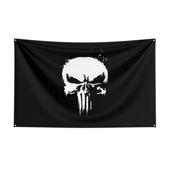 Каратель 3x5, Флаг на черном фоне, Напечатанный из полиэстера, Другой Баннер для декора 1
