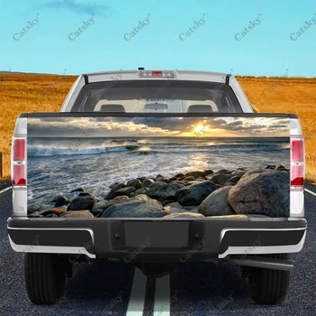 наклейки для автомобиля sunset beach sunrise модификация заднего хвоста грузовика, подходящая для боли в грузовике, аксессуары для упаковки, наклейки для автомобиля, отличительные знаки