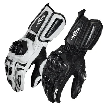 Мотоциклетные кожаные перчатки из углеродного волокна для гонок, защита от падения, Дышащая противоскользящая длинная мотоциклетная перчатка
