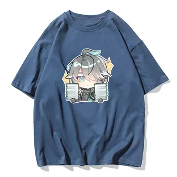 Игровая Хлопковая футболка Genshin Impact Свободного Кроя, Повседневная Одежда С Коротким рукавом, Высококачественная Мужская И женская футболка
