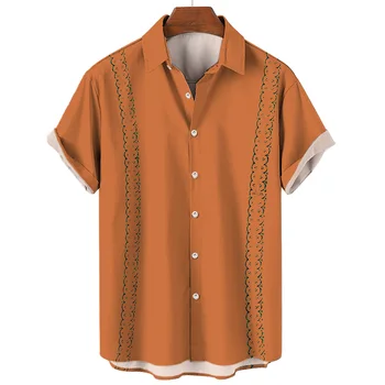 Повседневная рубашка для мужчин 2024, модные мужские рубашки, простая рубашка с короткими рукавами, мужская гавайская рубашка с 3D принтом, мужская одежда оверсайз