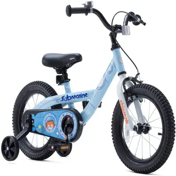 Для мальчиков и девочек Chipmunk и 's Submarine Steel 16 дюймов с велосипедными тренировочными колесами и подставкой для ног синего цвета