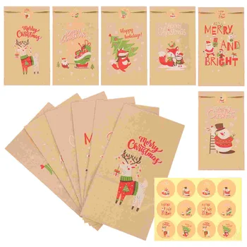 Рождественский Бумажный пакет для конфет, Пакеты для печенья, Подарочный пакет, Бисквитное Крафт-украшение для вечеринки, хранение подарков