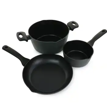 Набор алюминиевой посуды Kingsway с антипригарным покрытием из 5 предметов черного цвета