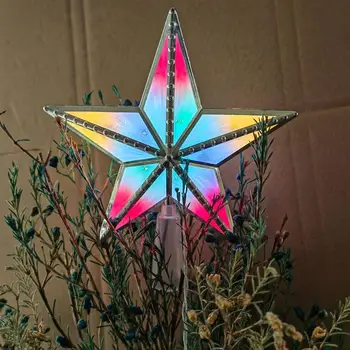 Рождественская елка, звезда, Водонепроницаемые пятиконечные звезды со светодиодной подсветкой на батарейках, украшения для рождественской елки