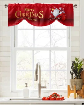 С Рождеством, Санта, Снежинка, Занавеска для гостиной, Кухонный шкаф, Балдахин, Карниз, Карманный балдахин