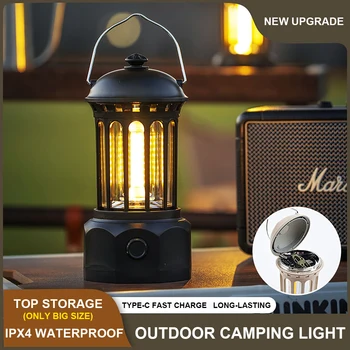 Новый уличный светодиодный фонарь для кемпинга, перезаряжаемый или заряжаемый от аккумулятора, портативный аварийный светильник для палатки, винтажный ночник в подарок