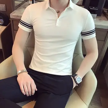 Мужская рубашка поло с короткими рукавами, новая футболка с деловым воротником, модные брендовые летние топы высокого качества с лацканами
