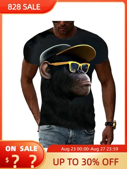 Летние мужские футболки с изображением забавной обезьяны, модные трендовые футболки с 3D-принтом, хип-хоп Harajuku, Повседневная уличная одежда, топ