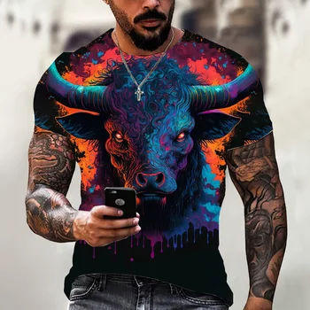 Мужская футболка с изображением испанской корриды, топы с 3D принтом 