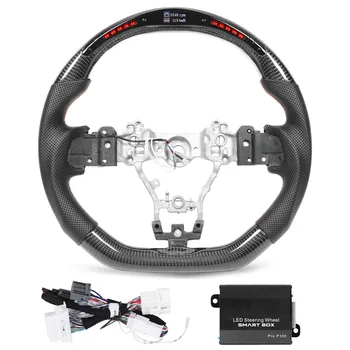 Гоночные фары рулевого колеса Рулевое колесо из углеродного волокна 3K с регулируемым RGB плоским дном D-типа в режиме реального времени для WRX