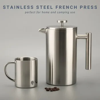 1 упаковка прочного кофейника для френч-пресса из нержавеющей стали - идеально подходит для приготовления вкусного кофе в домашних условиях