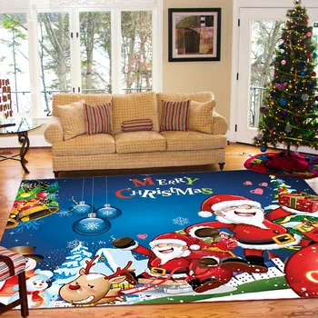 Рождественский нескользящий ковер большого размера с мультяшным рисунком, прикроватное украшение для гостиной, спальни, плюшевый коврик для пола, детский игровой коврик