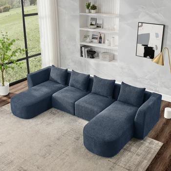 Современный секционный диван U-образной формы, включающий два односпальных сиденья и два шезлонга, модульный диван, комбинация 