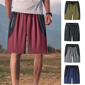 Мужские летние свободные быстросохнущие дышащие шорты, брюки из ледяного шелка, спортивные штаны для фитнеса с ультратонкой сеткой
