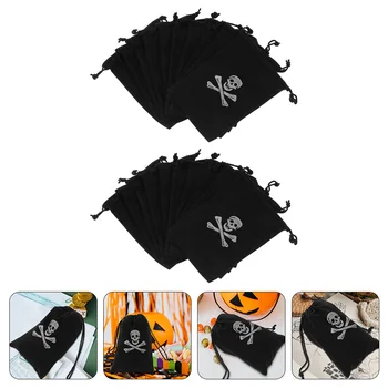 20 Шт Пиратская сумка на шнурке Подарочный контейнер Сумки для ювелирных изделий Мешочек для конфет Реквизит для Хэллоуина Прочный Полиэстер для хранения макияжа