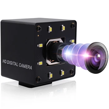 USB-камера ELP 4K HD С регулируемой светодиодной подсветкой И объективом без искажений, веб-камера с быстрой автофокусировкой