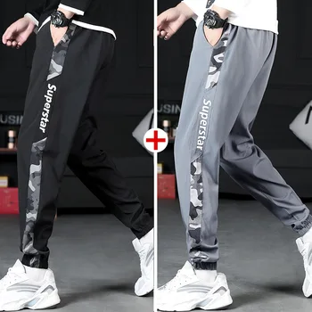 Мужские брюки с принтом, корейская версия, универсальные трендовые спортивные брюки, свободные леггинсы, модные гонконгские повседневные брюки, эластичные брюки
