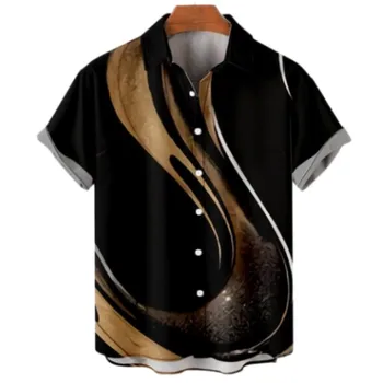 Мужская гавайская рубашка с коротким рукавом, летняя, свободная и дышащая, с готическим принтом, молодежная, винтажная, элегантная, роскошная одежда Dazn