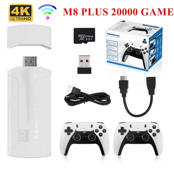 Игровая приставка M8 PLUS 2.4G с двойным беспроводным контроллером Game Stick 4K 20000 Игр 3264 ГБ Ретро-игры для мальчиков Рождественский подарок